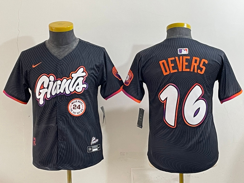 Men 2025 San Francisco Giants #16 Devers Black Joint Name Nike MLB Jersey style 07->san francisco giants->MLB Jersey